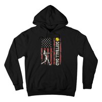 Softball Dad Us Flag Gifts For Dad Patriotic Fathers Day Hoodie