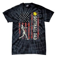 Softball Dad Us Flag Gifts For Dad Patriotic Fathers Day Tie-Dye T-Shirt