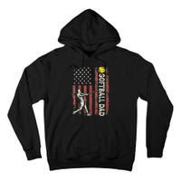 Softball Dad Us Flag Gifts For Dad Patriotic Fathers Day Tall Hoodie