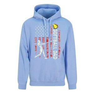 Softball Dad Us Flag Gifts For Dad Patriotic Fathers Day Unisex Surf Hoodie