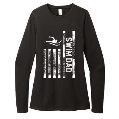 Swim Dad Us Flag Swimming Father Of A Swimmer Dad Gift Womens CVC Long Sleeve Shirt