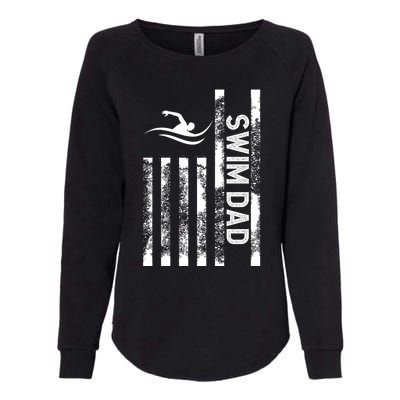 Swim Dad Us Flag Swimming Father Of A Swimmer Dad Gift Womens California Wash Sweatshirt