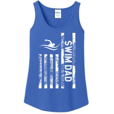 Swim Dad Us Flag Swimming Father Of A Swimmer Dad Gift Ladies Essential Tank