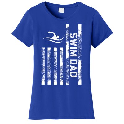 Swim Dad Us Flag Swimming Father Of A Swimmer Dad Gift Women's T-Shirt