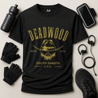 South Dakota Usa Skull Distressed Design Cooling Performance Crew T-Shirt