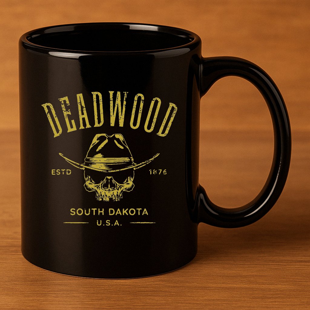 South Dakota Usa Skull Distressed Design 11oz C Handle Ceramic Mug