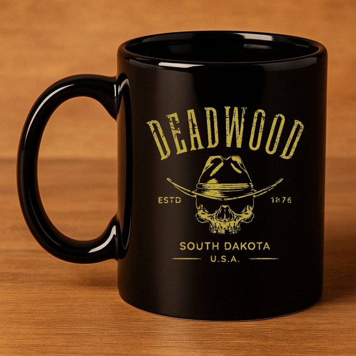 South Dakota Usa Skull Distressed Design 11oz C Handle Ceramic Mug