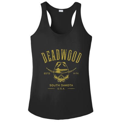 South Dakota Usa Skull Distressed Design Ladies PosiCharge Competitor Racerback Tank