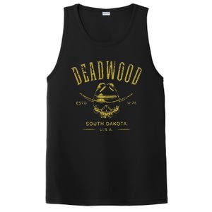 South Dakota Usa Skull Distressed Design PosiCharge Competitor Tank