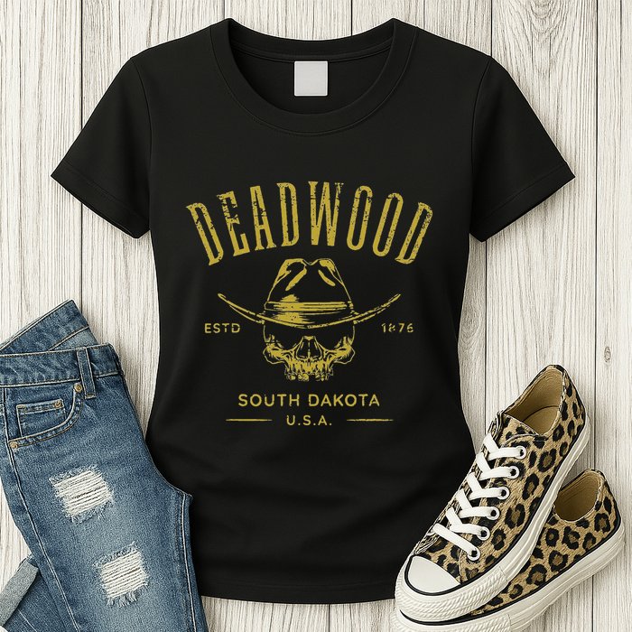 South Dakota Usa Skull Distressed Design Womens T-Shirt