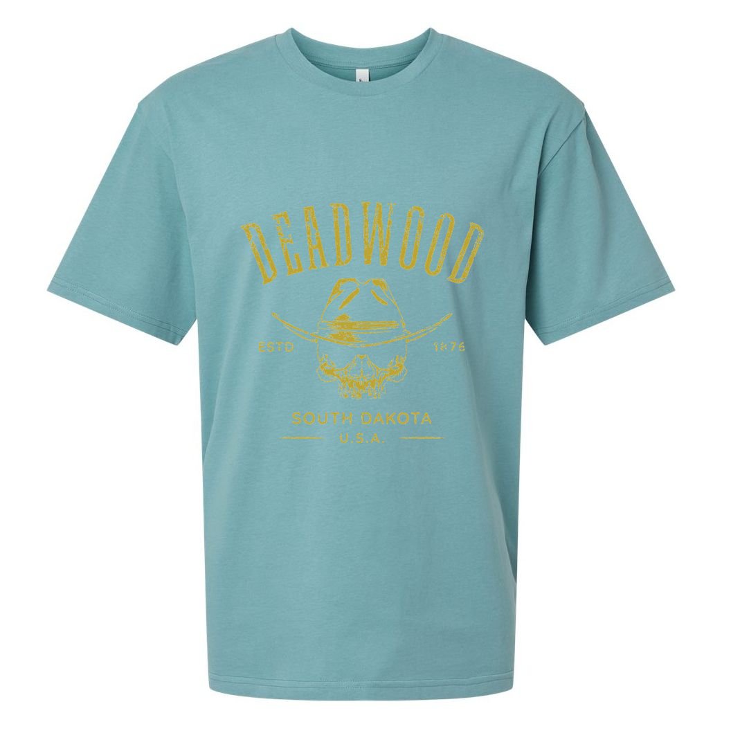 South Dakota Usa Skull Distressed Design Sueded Cloud Jersey T-Shirt