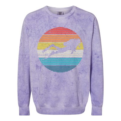 Scuba Diving Vintage Retro Ocean Scuba Diver Gift Colorblast Crewneck Sweatshirt