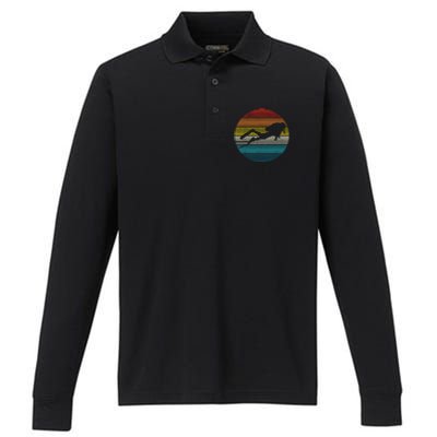 Scuba Diving Vintage Retro Ocean Scuba Diver Gift Performance Long Sleeve Polo