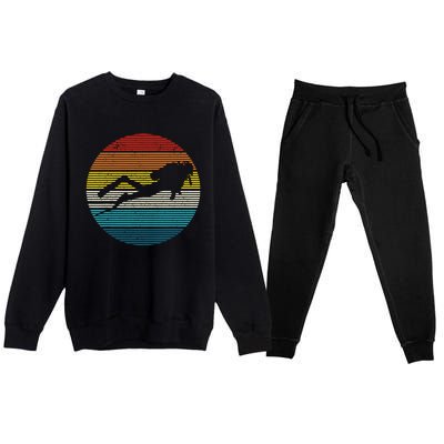 Scuba Diving Vintage Retro Ocean Scuba Diver Gift Premium Crewneck Sweatsuit Set