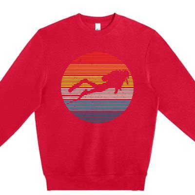 Scuba Diving Vintage Retro Ocean Scuba Diver Gift Premium Crewneck Sweatshirt