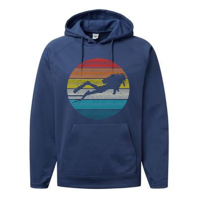 Scuba Diving Vintage Retro Ocean Scuba Diver Gift Performance Fleece Hoodie