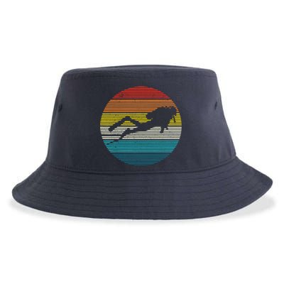 Scuba Diving Vintage Retro Ocean Scuba Diver Gift Sustainable Bucket Hat