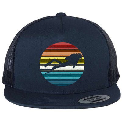 Scuba Diving Vintage Retro Ocean Scuba Diver Gift Flat Bill Trucker Hat