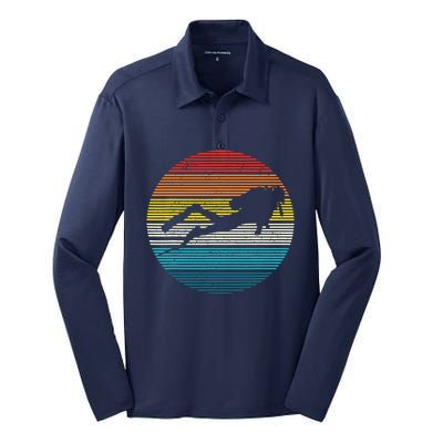 Scuba Diving Vintage Retro Ocean Scuba Diver Gift Silk Touch Performance Long Sleeve Polo