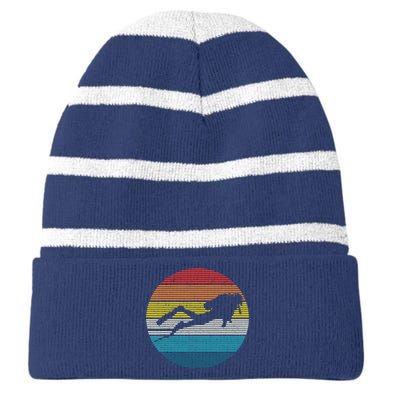 Scuba Diving Vintage Retro Ocean Scuba Diver Gift Striped Beanie with Solid Band