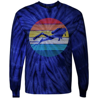 Scuba Diving Vintage Retro Ocean Scuba Diver Gift Tie-Dye Long Sleeve Shirt