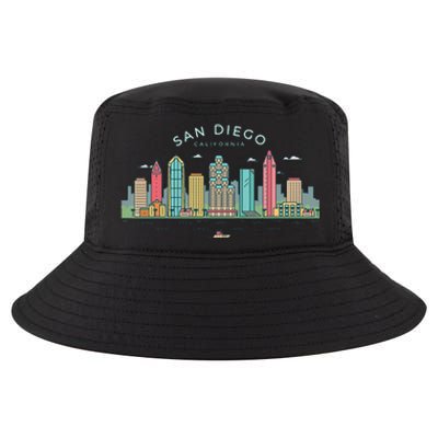 San Diego Vintage San Diego California Skyline Cool Comfort Performance Bucket Hat