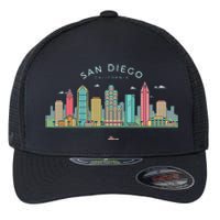 San Diego Vintage San Diego California Skyline Flexfit Unipanel Trucker Cap