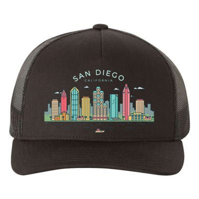 San Diego Vintage San Diego California Skyline Yupoong Adult 5-Panel Trucker Hat