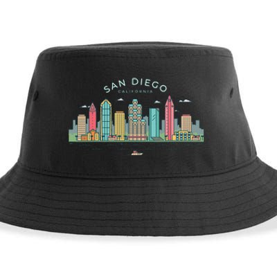 San Diego Vintage San Diego California Skyline Sustainable Bucket Hat