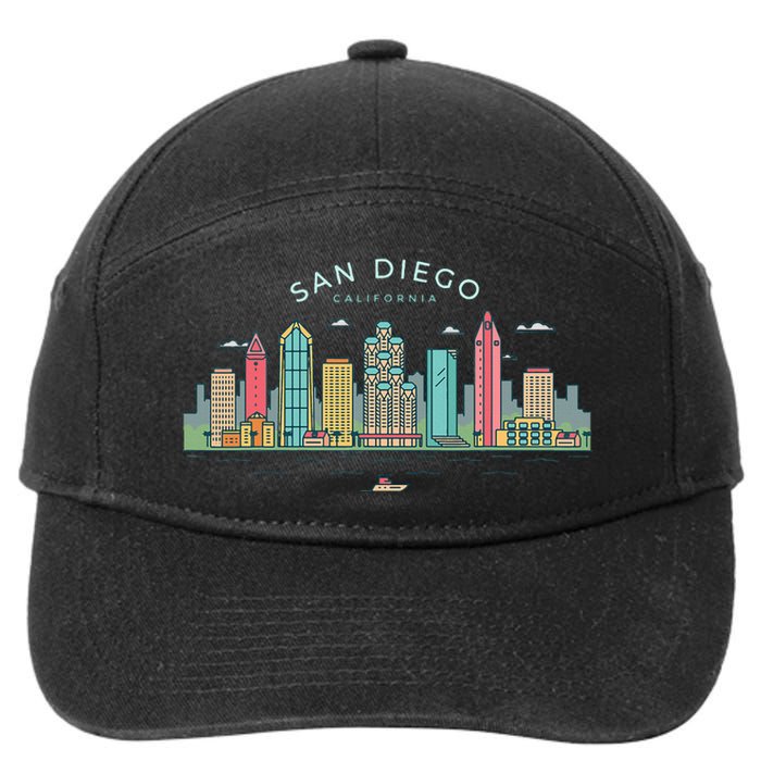 San Diego Vintage San Diego California Skyline 7-Panel Snapback Hat