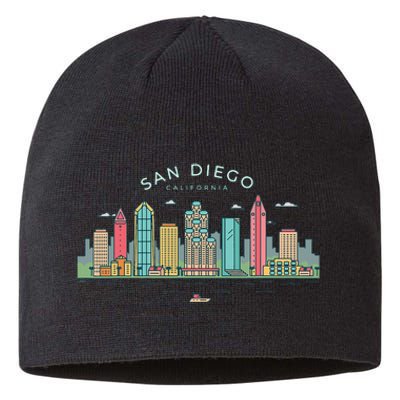 San Diego Vintage San Diego California Skyline Sustainable Beanie