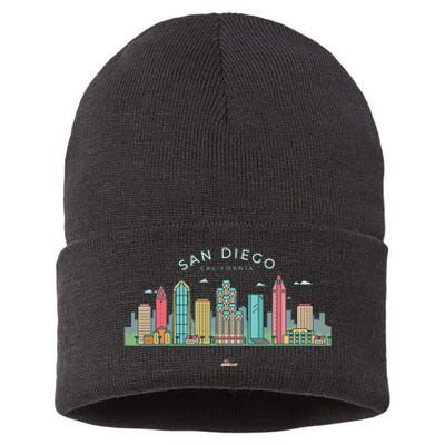 San Diego Vintage San Diego California Skyline Sustainable Knit Beanie