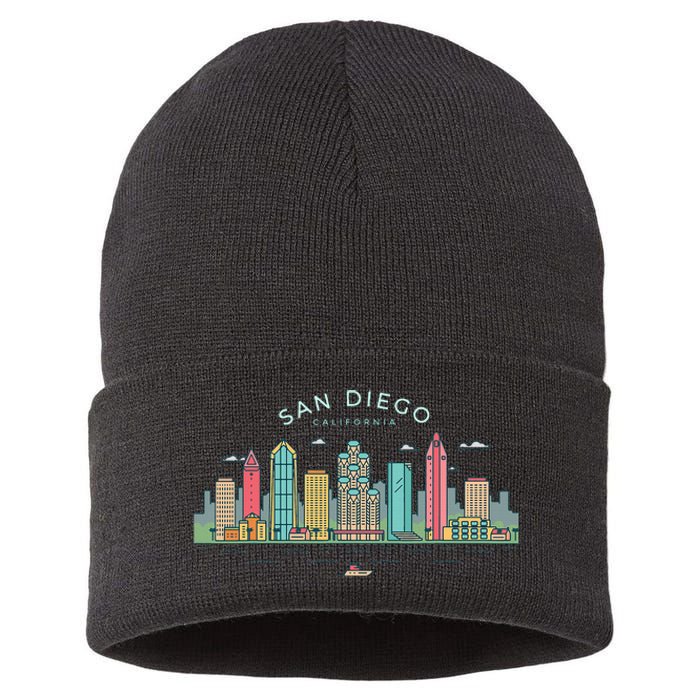 San Diego Vintage San Diego California Skyline Sustainable Knit Beanie