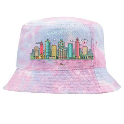 San Diego Vintage San Diego California Skyline Tie-Dyed Bucket Hat