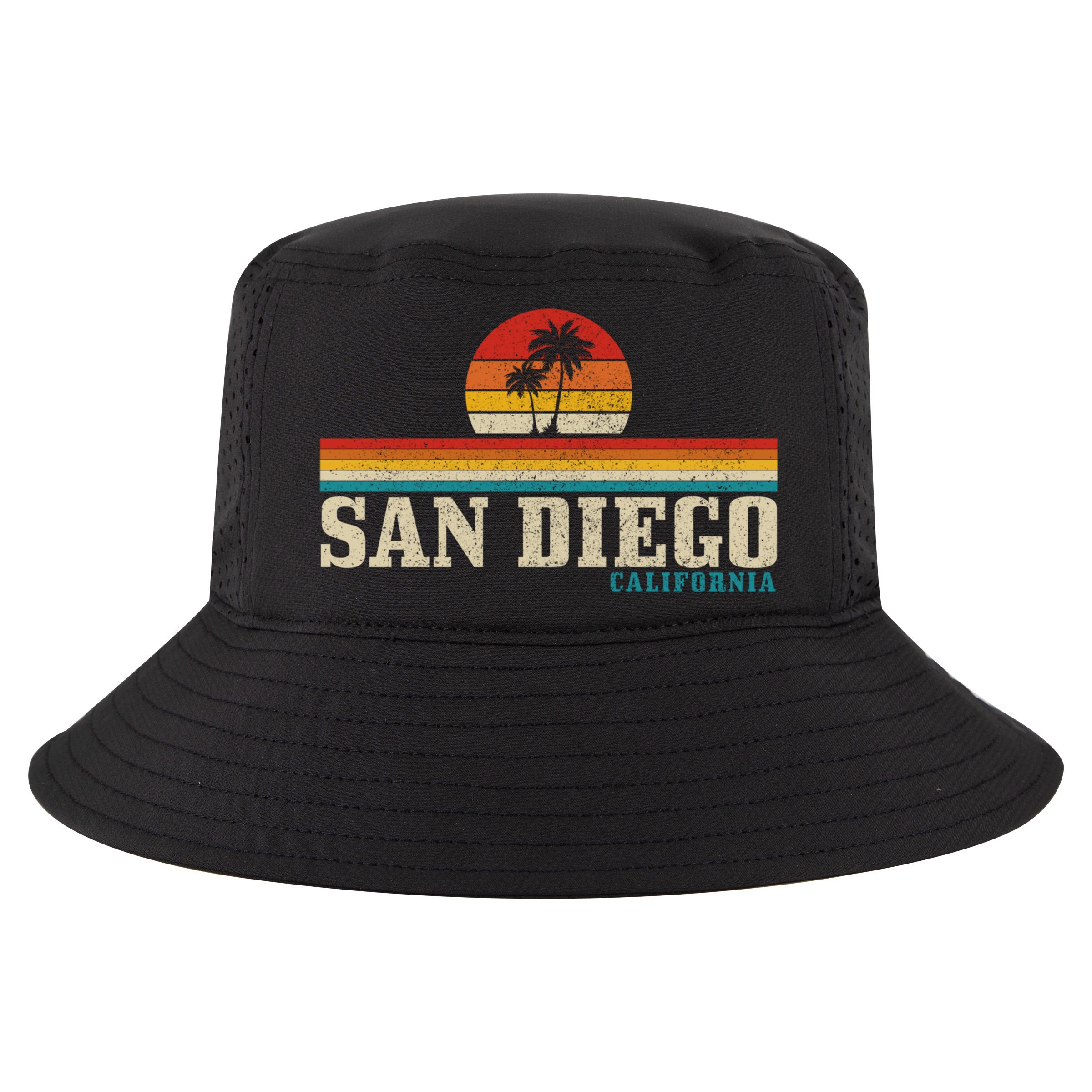 San Diego Vintage Sunset California Sailing Surfer San Diego Great Gift Cool Comfort Performance Bucket Hat