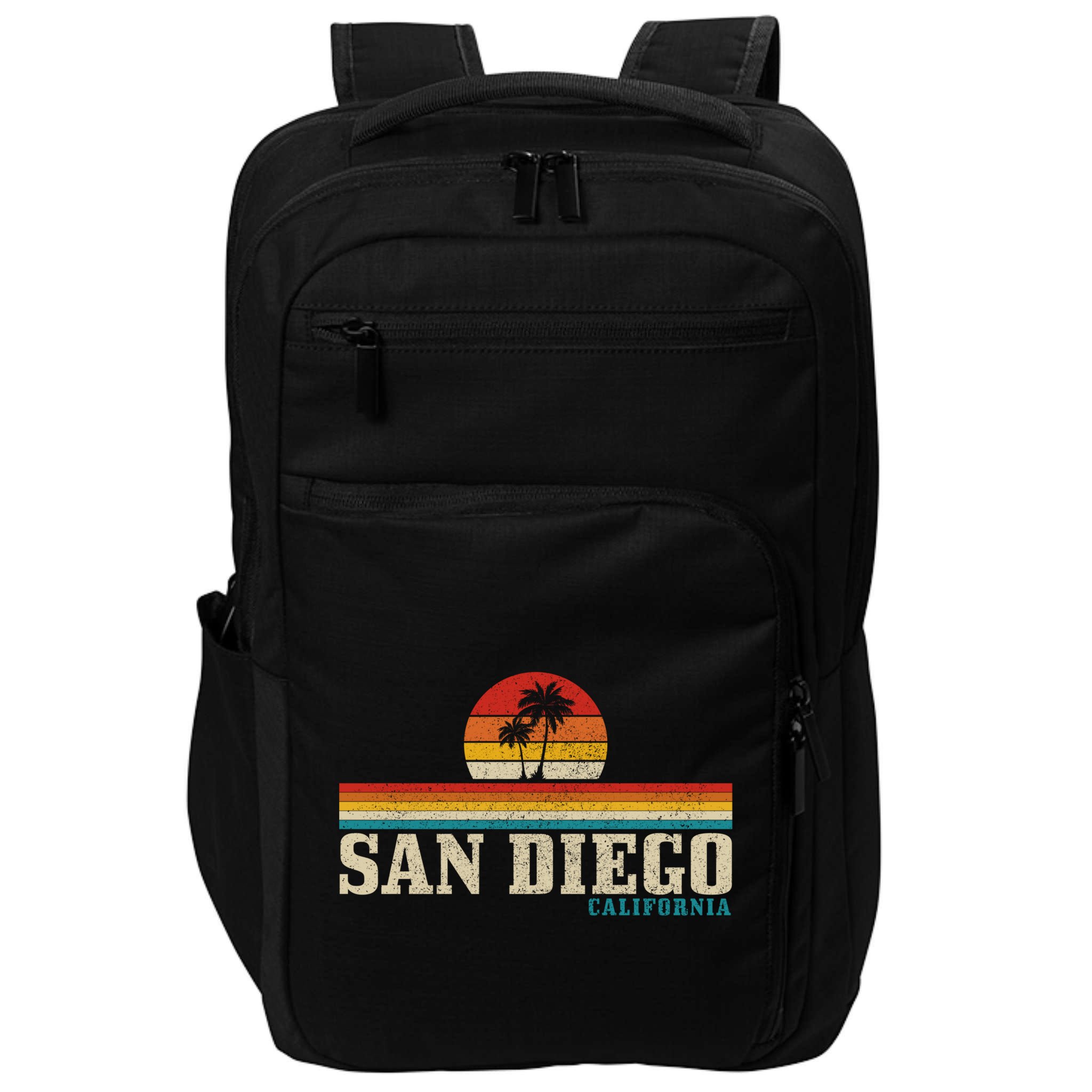 San Diego Vintage Sunset California Sailing Surfer San Diego Great Gift Impact Tech Backpack