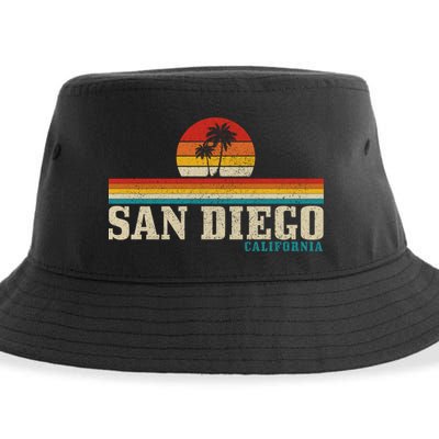 San Diego Vintage Sunset California Sailing Surfer San Diego Great Gift Sustainable Bucket Hat