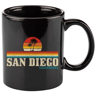 San Diego Vintage Sunset California Sailing Surfer San Diego Great Gift 11oz C Handle Ceramic Mug
