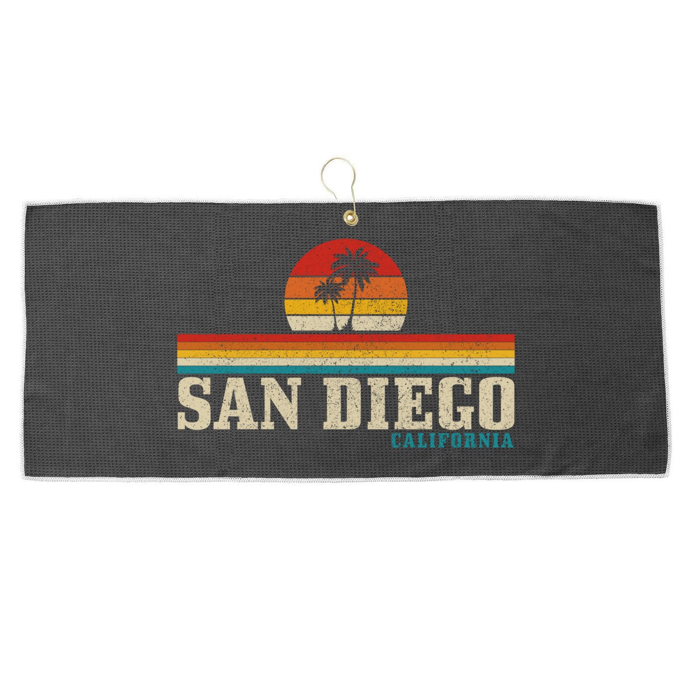 San Diego Vintage Sunset California Sailing Surfer San Diego Great Gift Large Microfiber Waffle Golf Towel