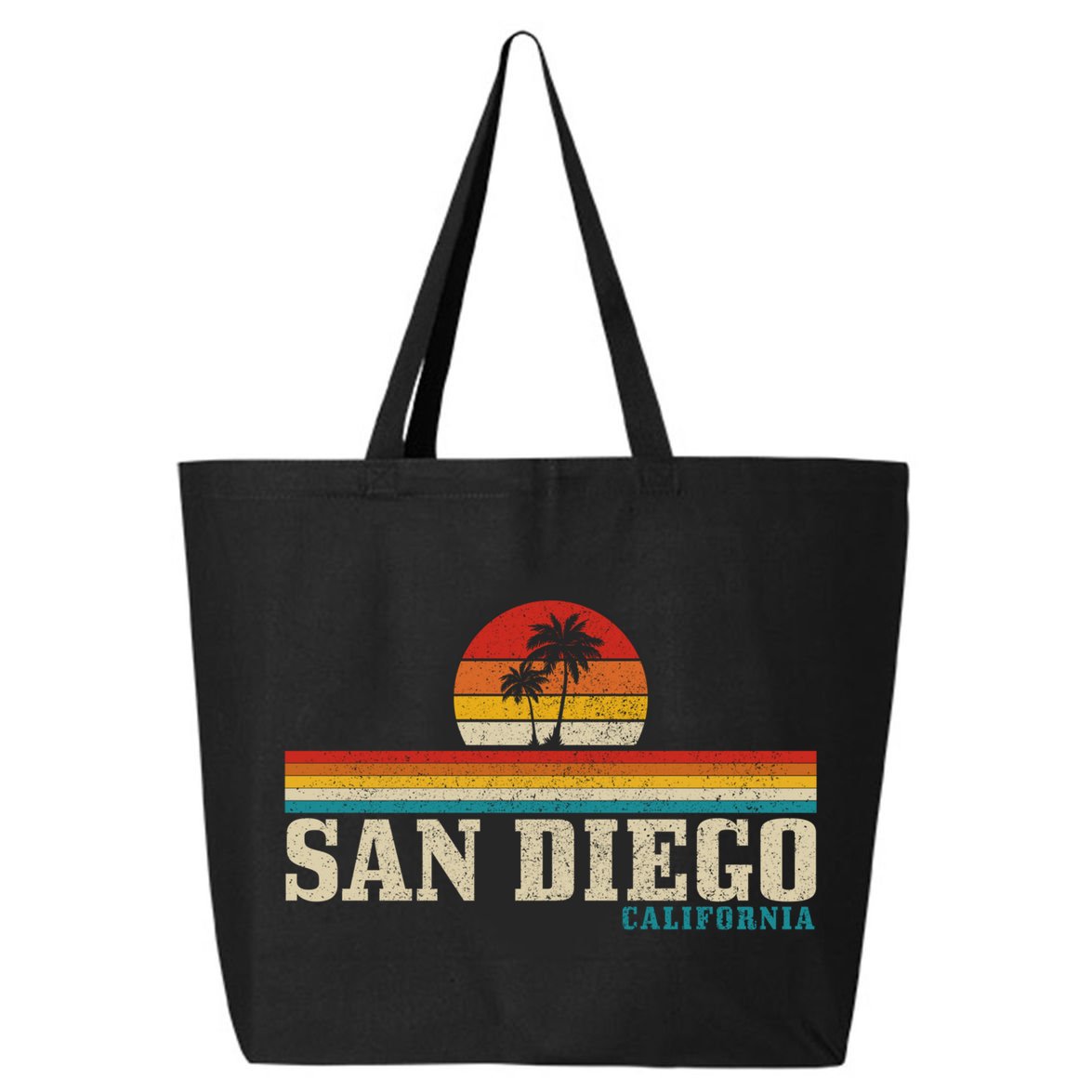 San Diego Vintage Sunset California Sailing Surfer San Diego Great Gift 25L Jumbo Tote