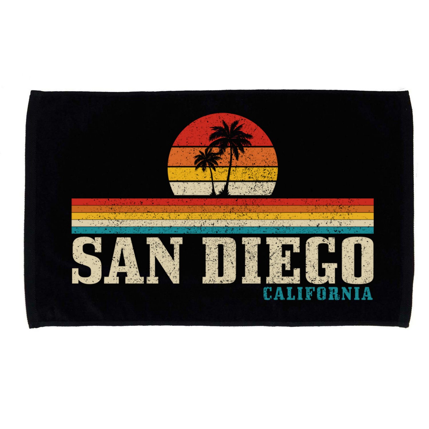 San Diego Vintage Sunset California Sailing Surfer San Diego Great Gift Microfiber Hand Towel