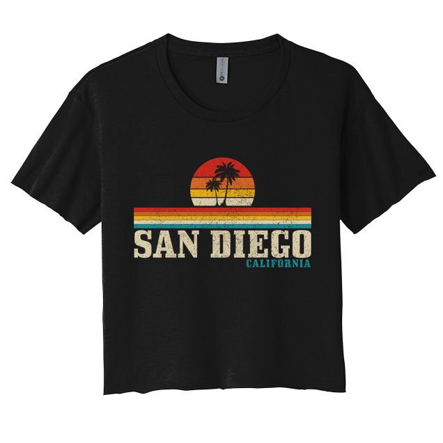 San Diego Vintage Sunset California Sailing Surfer San Diego Great Gift Crop Top