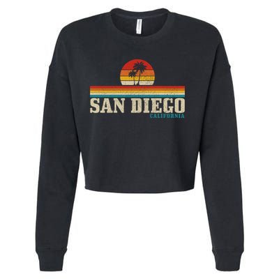 San Diego Vintage Sunset California Sailing Surfer San Diego Great Gift Cropped Pullover Crew