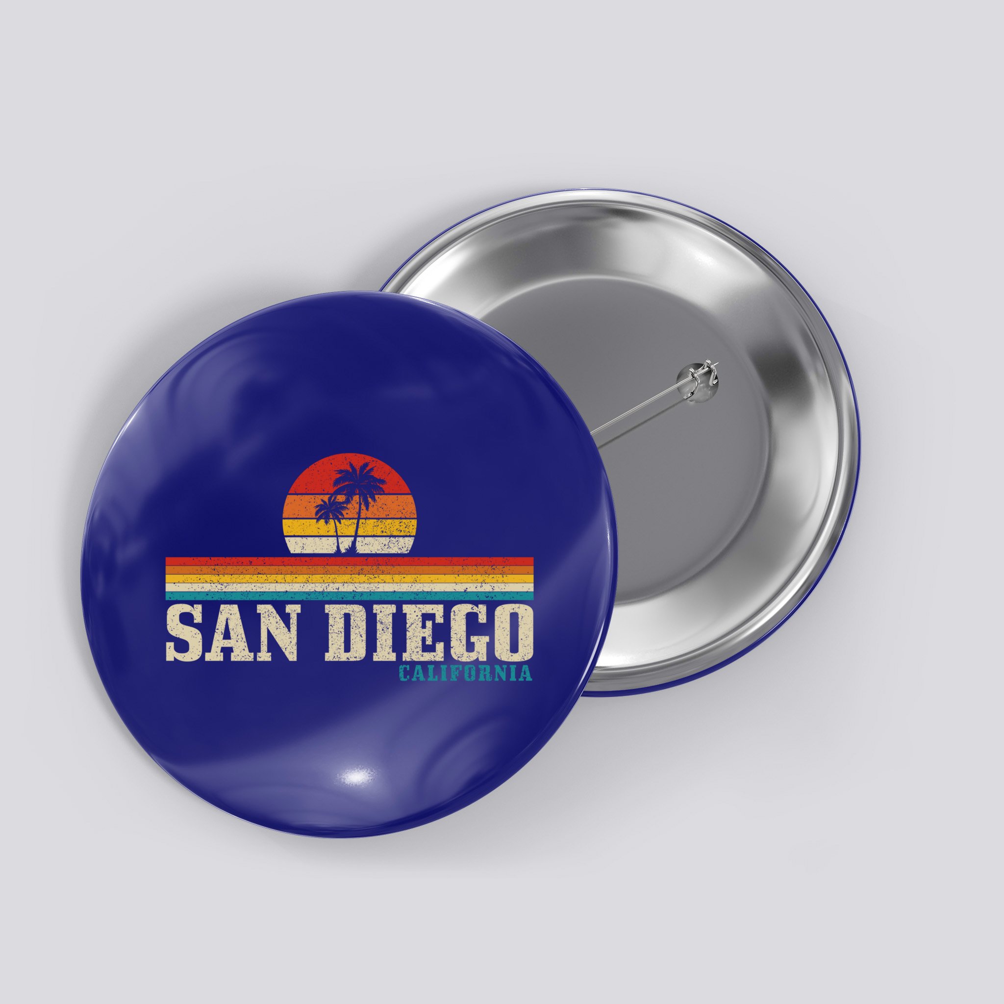 San Diego Vintage Sunset California Sailing Surfer San Diego Great Gift Button