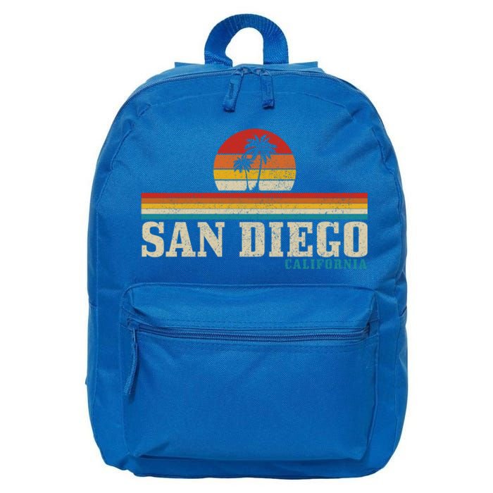 San Diego Vintage Sunset California Sailing Surfer San Diego Great Gift 16 in Basic Backpack