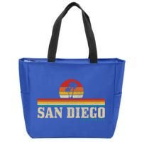 San Diego Vintage Sunset California Sailing Surfer San Diego Great Gift Zip Tote Bag