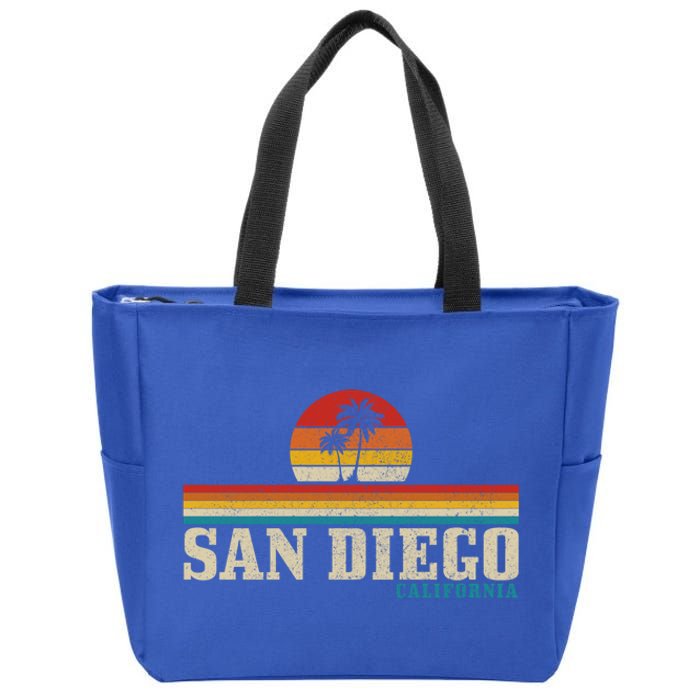 San Diego Vintage Sunset California Sailing Surfer San Diego Great Gift Zip Tote Bag