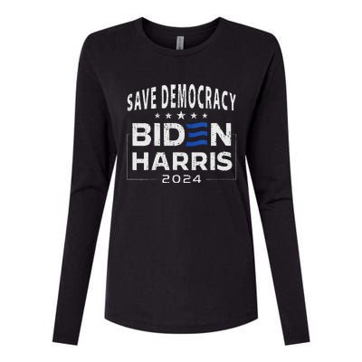 Save Democracy Vote Blue 2024 Support Womens Cotton Relaxed Long Sleeve T-Shirt