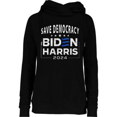 Save Democracy Vote Blue 2024 Support Womens Funnel Neck Pullover Hood