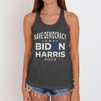 Save Democracy Vote Blue 2024 Support Women's Knotted Racerback Tank